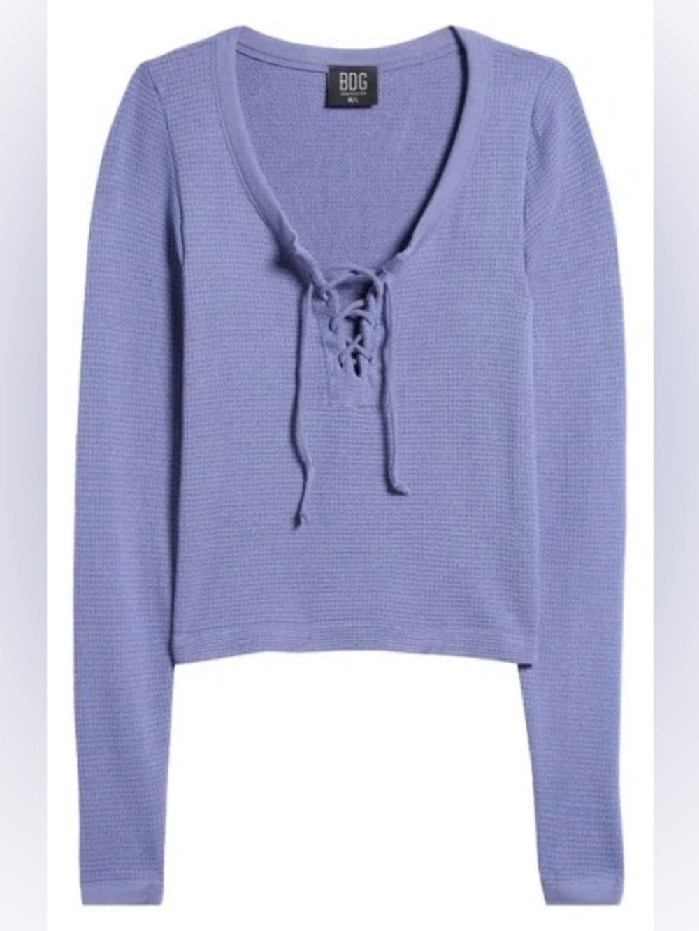 BDG Urban Outfitters Knockout Long Sleeve Tie Front Crop Top In Light Blue